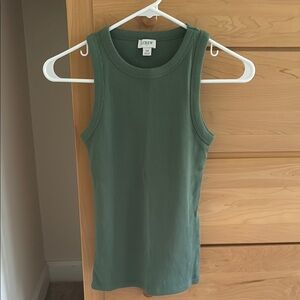 J.Crew Factory High-Neck Ribbed Tank Top Green